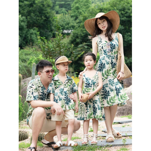 度假親子裝一家三口四口海邊夏威夷風旅遊母女母子沙灘襯衫套裝潮 度假親子裝一家三口四口海邊夏威夷風旅遊母女母子沙灘襯衫套裝潮