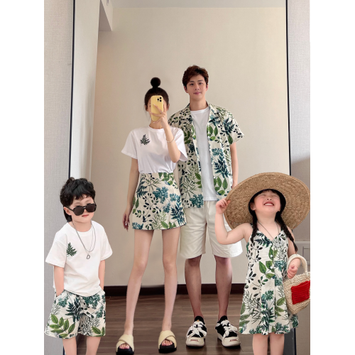 度假親子裝一家三口四口海邊夏威夷風旅遊母女母子沙灘襯衫套裝潮 度假親子裝一家三口四口海邊夏威夷風旅遊母女母子沙灘襯衫套裝潮