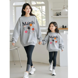 高級感炸街母女裝秋冬親子裝一家三口母子裝高級洋氣時尚寬松衛衣