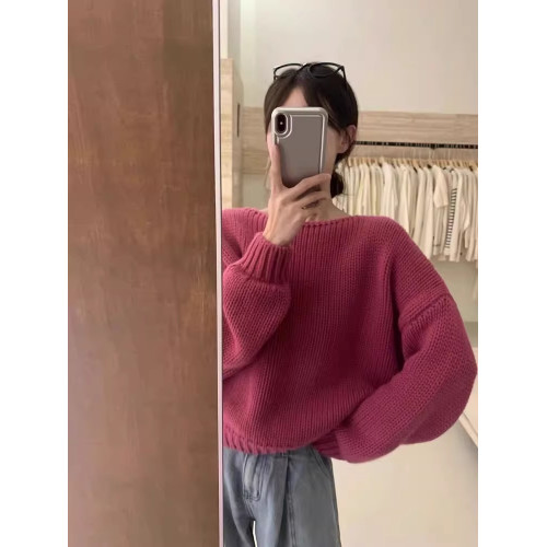 新款復古聖誕綠色一字領羊毛毛衣針織衫女韓系短款減齡上衣打底衫