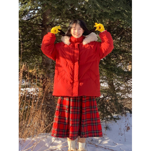大碼女裝聖誕紅超好看短款羽絨棉服女胖mm冬季加厚甜美麵包服外套 大碼女裝聖誕紅超好看短款羽絨棉服女胖mm冬季加厚甜美麵包服外套