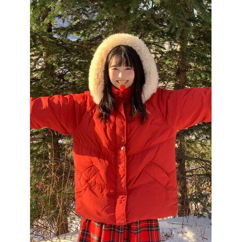 大碼女裝聖誕紅超好看短款羽絨棉服女胖mm冬季加厚甜美麵包服外套 大碼女裝聖誕紅超好看短款羽絨棉服女胖mm冬季加厚甜美麵包服外套