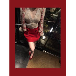 新年聖誕紅蝴蝶結高腰半身裙女2025秋冬收腰甜美辣妹顯瘦A字短裙