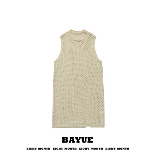 聖誕紅色鏤空馬甲背心裙秋冬文藝內搭曡穿寬松無袖長款開叉連衣裙