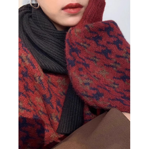 慵懶風聖誕紅色毛衣女秋冬溫柔風設計感小衆寬松冬季加厚針織上衣