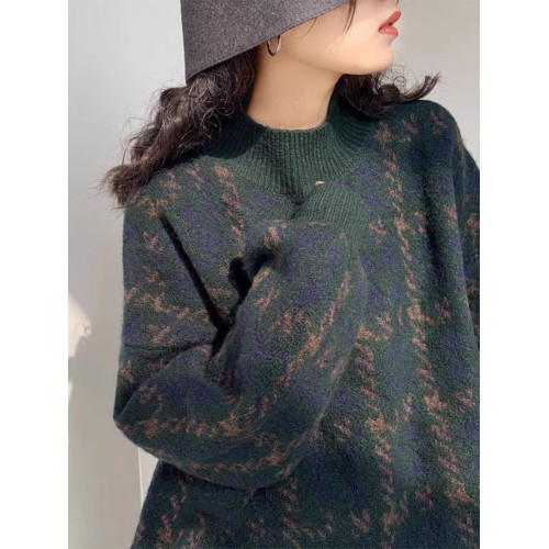 慵懶風聖誕紅色毛衣女秋冬溫柔風設計感小衆寬松冬季加厚針織上衣