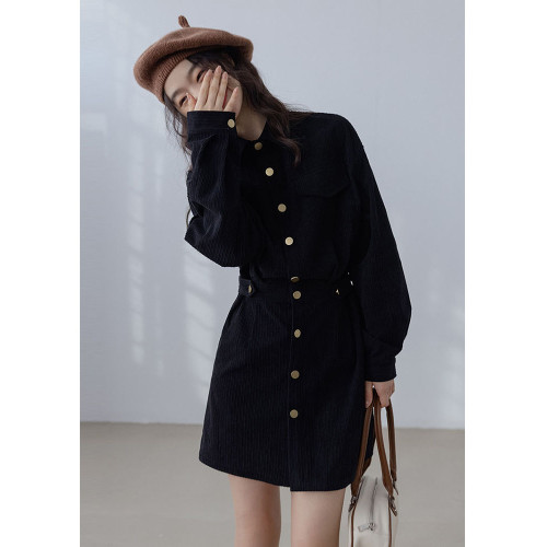 小香風新年戰袍兔年本命年衣服聖誕紅色燈芯絨連衣裙秋冬2025新款