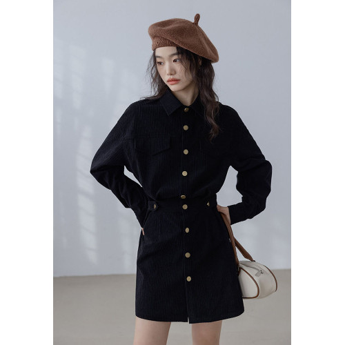 小香風新年戰袍兔年本命年衣服聖誕紅色燈芯絨連衣裙秋冬2025新款