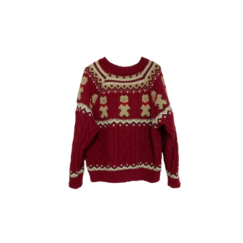 新年氛圍感聖誕紅色小熊毛衣女套頭寬松秋冬加厚慵懶針織上衣外穿 新年氛圍感聖誕紅色小熊毛衣女套頭寬松秋冬加厚慵懶針織上衣外穿