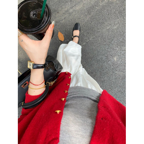 本命年2025新年聖誕紅色小香風毛衣外套女冬季小個子短款針織開衫 本命年2025新年聖誕紅色小香風毛衣外套女冬季小個子短款針織開衫