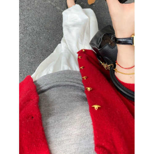 本命年2025新年聖誕紅色小香風毛衣外套女冬季小個子短款針織開衫 本命年2025新年聖誕紅色小香風毛衣外套女冬季小個子短款針織開衫