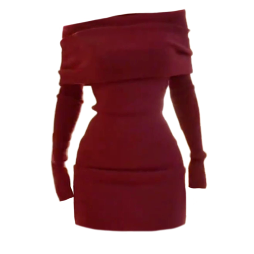 大碼胖妹妹聖誕紅戰袍紅色一字肩針織連衣裙女秋冬純欲辣妹包臀裙