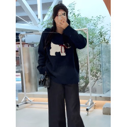 大碼聖誕紅色連帽毛衣針織衫女秋冬胖mm新年戰袍遮肚顯瘦正肩上衣