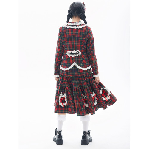 MEME原創 古早日系昭和復古聖誕紅色裙子 冬季Lolita毛呢半身裙女 MEME原創 古早日系昭和復古聖誕紅色裙子 冬季Lolita毛呢半身裙女