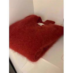 過年本命年紅色套頭毛衣女秋冬慵懶高級感寬松軟糯馬海毛針織上衣