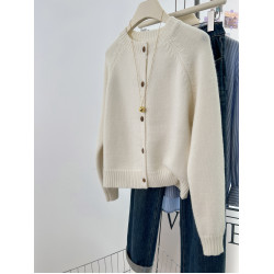 聖誕紅色圓領針織開衫女秋冬高級感氣質小香風毛衣外套超好看上衣