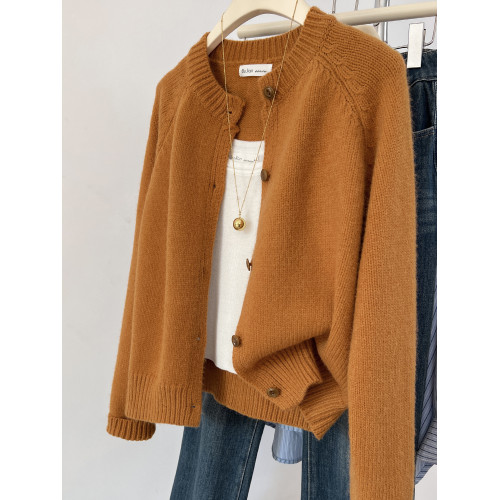 聖誕紅色圓領針織開衫女秋冬高級感氣質小香風毛衣外套超好看上衣