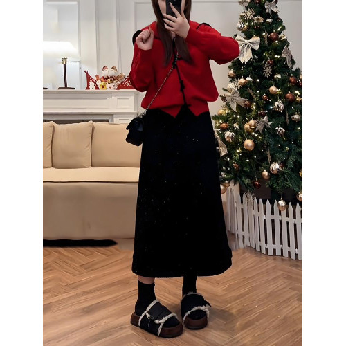 大碼海軍領新年紅色毛衣針織外套女秋冬胖mm寬鬆顯瘦內搭外穿上衣