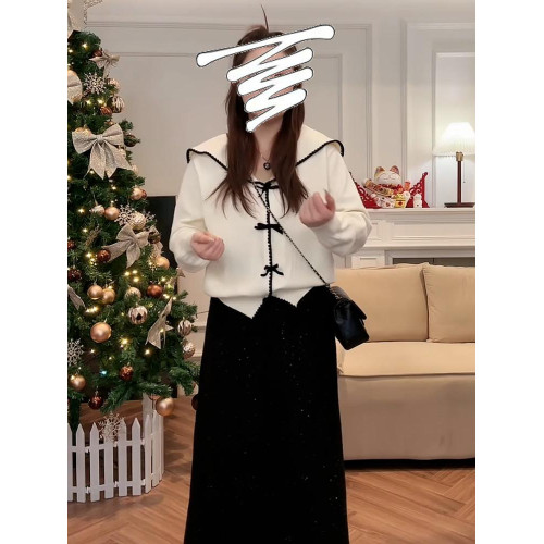 大碼海軍領新年紅色毛衣針織外套女秋冬胖mm寬鬆顯瘦內搭外穿上衣