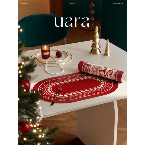 奇妙夜新年紅色餐墊防水防油防燙隔熱墊聖誕高級感西餐墊碗墊杯墊 奇妙夜新年紅色餐墊防水防油防燙隔熱墊聖誕高級感西餐墊碗墊杯墊