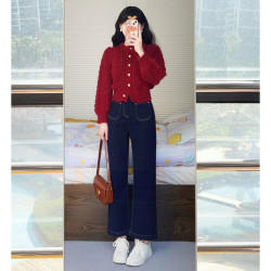 本命年新年聖誕紅色麻花毛衣開衫女秋冬季慵懶風加厚針織外套上衣