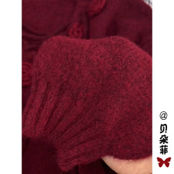 新年聖誕紅色v領毛衣外套女款2025新款春季慵懶高級感針織衫上衣