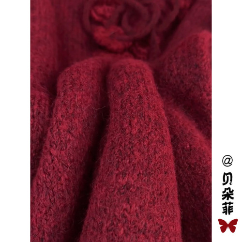 新年聖誕紅色v領毛衣外套女款2025新款春季慵懶高級感針織衫上衣 新年聖誕紅色v領毛衣外套女款2025新款春季慵懶高級感針織衫上衣