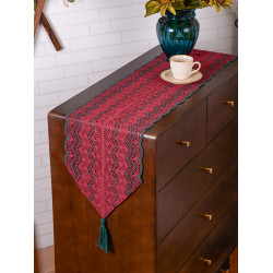 出口原單美式鄕村聖誕風格棉線鉤花蕾絲鏤空桌旗桌布裝飾蓋巾