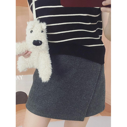 joycisfriday秋冬聖誕紅色高腰顯瘦A字不規則新年毛呢短裙本命年 joycisfriday秋冬聖誕紅色高腰顯瘦A字不規則新年毛呢短裙本命年