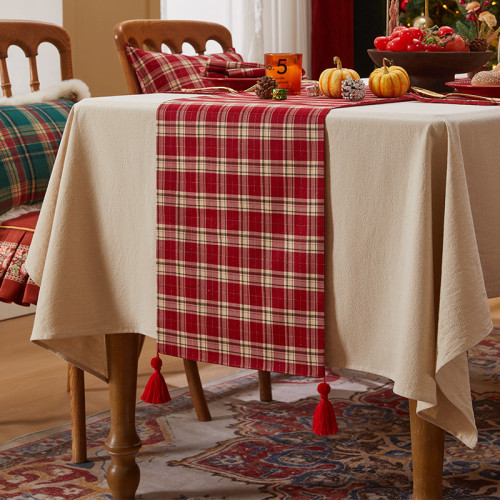 聖誕桌旗紅色節日氛圍感裝飾防水紅色喜慶復古桌布電視櫃鬭櫃蓋布 聖誕桌旗紅色節日氛圍感裝飾防水紅色喜慶復古桌布電視櫃鬭櫃蓋布