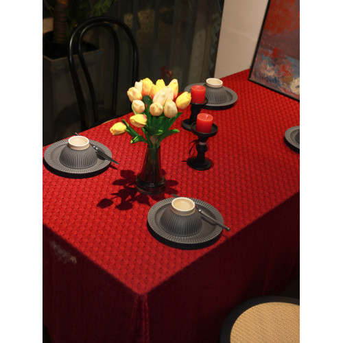 法式復古紅色喜慶桌布婚禮新年聖誕節氛圍感圓桌方桌茶幾餐桌台布 法式復古紅色喜慶桌布婚禮新年聖誕節氛圍感圓桌方桌茶幾餐桌台布