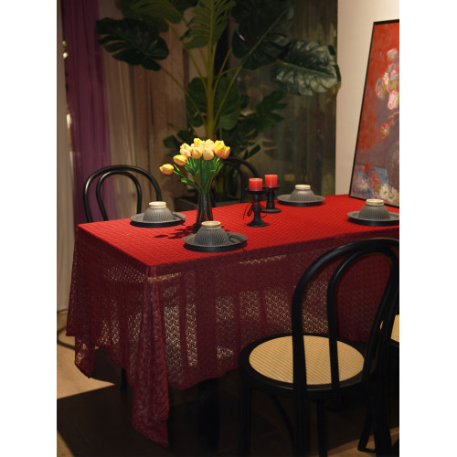 法式復古紅色喜慶桌布婚禮新年聖誕節氛圍感圓桌方桌茶幾餐桌台布 法式復古紅色喜慶桌布婚禮新年聖誕節氛圍感圓桌方桌茶幾餐桌台布