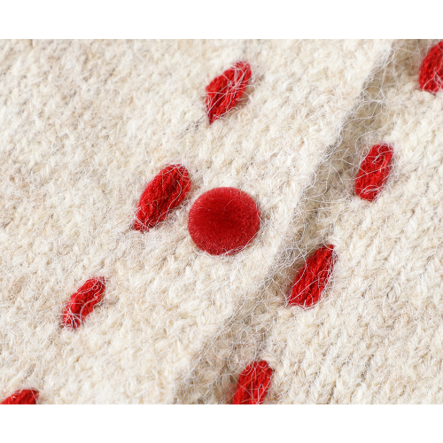 XinmonLee法式復古軟糯虛線絲絨釦圓領開衫冬季聖誕紅色毛衣外套 XinmonLee法式復古軟糯虛線絲絨釦圓領開衫冬季聖誕紅色毛衣外套