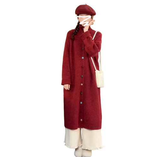 今年流行漂亮慵懶高級感毛衣外套女款冬季聖誕紅色針織中長款開衫 今年流行漂亮慵懶高級感毛衣外套女款冬季聖誕紅色針織中長款開衫