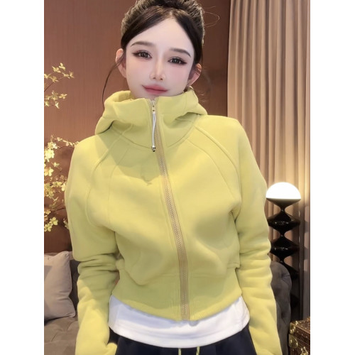 聖誕紅連帽加絨加厚衛衣外套女2024冬季新款休閒百搭短開衫上衣潮 聖誕紅連帽加絨加厚衛衣外套女2024冬季新款休閒百搭短開衫上衣潮