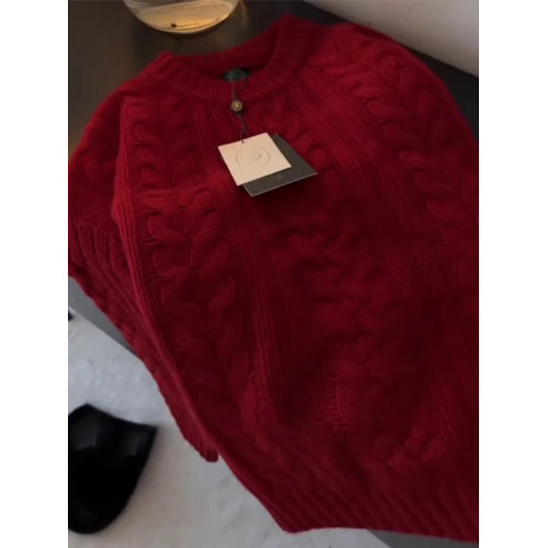 自畱爆款推薦~CHAO顯白 軟糯聖誕紅色麻花毛衣女春秋季套頭針織衫 自畱爆款推薦~CHAO顯白 軟糯聖誕紅色麻花毛衣女春秋季套頭針織衫