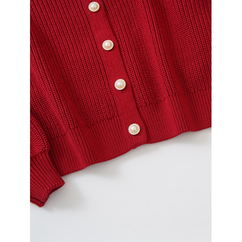 100%純棉開衫外套女短款燈籠袖寬松外穿加厚車厘子紅聖誕紅色毛衣 100%純棉開衫外套女短款燈籠袖寬松外穿加厚車厘子紅聖誕紅色毛衣