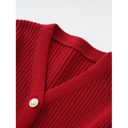 100%純棉開衫外套女短款燈籠袖寬松外穿加厚車厘子紅聖誕紅色毛衣 100%純棉開衫外套女短款燈籠袖寬松外穿加厚車厘子紅聖誕紅色毛衣