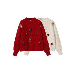 新年裝聖誕紅氛圍感毛衣女短款上衣秋冬新款寬松內搭小衆針織衫