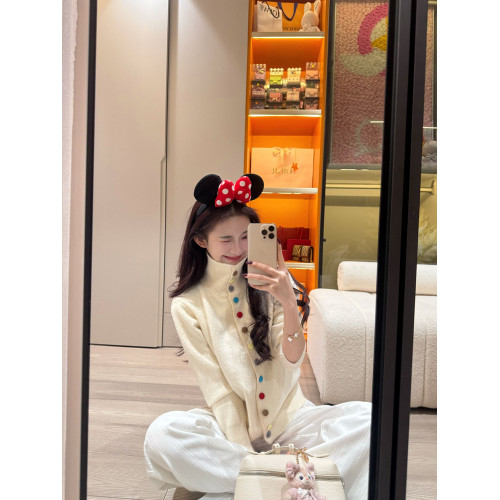 韓系紐釦高領毛衣針織開衫女秋冬慵懶風軟糯寬松聖誕紅色上衣外套