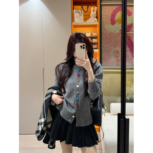 韓系紐釦高領毛衣針織開衫女秋冬慵懶風軟糯寬松聖誕紅色上衣外套