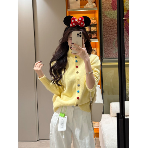 韓系紐釦高領毛衣針織開衫女秋冬慵懶風軟糯寬松聖誕紅色上衣外套