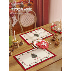 聖誕餐墊防水防油餐桌墊卡通節日氛圍感桌布防燙耐高溫皮革隔熱墊