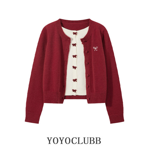 YOYOCLUBB冬季套裝聖誕紅色假兩件毛衣顯瘦高腰百褶半身裙兩件套 YOYOCLUBB冬季套裝聖誕紅色假兩件毛衣顯瘦高腰百褶半身裙兩件套