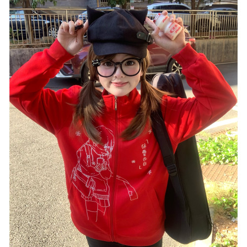 車日時 初雪日聖誕紅原創立領拉鍊外套加絨日系萌感宅宅 車日時 初雪日聖誕紅原創立領拉鍊外套加絨日系萌感宅宅