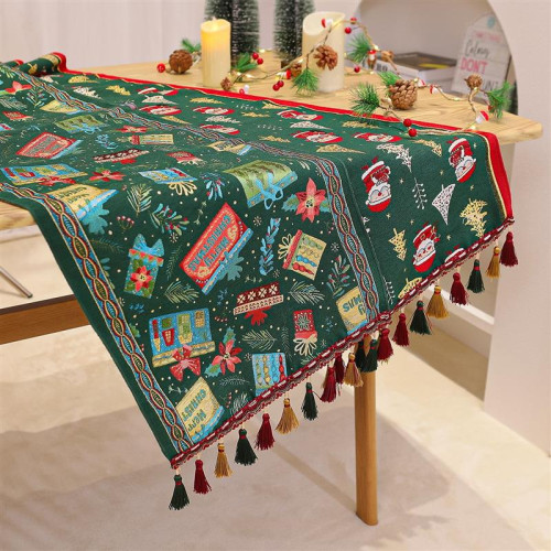 聖誕節聖誕老人印花餐桌墊裝飾雪尼爾提花桌旗創意印花餐桌裝飾 聖誕節聖誕老人印花餐桌墊裝飾雪尼爾提花桌旗創意印花餐桌裝飾