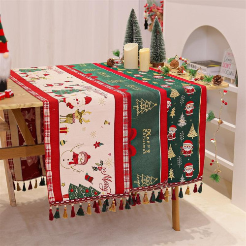 聖誕節聖誕老人印花餐桌墊裝飾雪尼爾提花桌旗創意印花餐桌裝飾 聖誕節聖誕老人印花餐桌墊裝飾雪尼爾提花桌旗創意印花餐桌裝飾