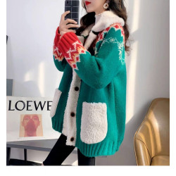 聖誕紅色開衫毛衣女2025年秋冬新款寬松外穿加厚慵懶風羊羔毛外套