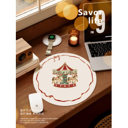 法式復古木馬聖誕新年塞拉斯蒂婭皮革餐桌墊家用碗墊隔熱墊防水墊