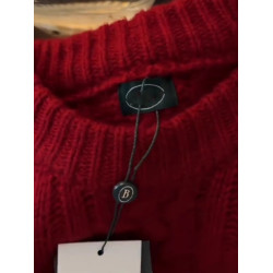 法式超好看聖誕紅色軟糯麻花毛衣女秋冬高級感別致套頭針織衫上衣